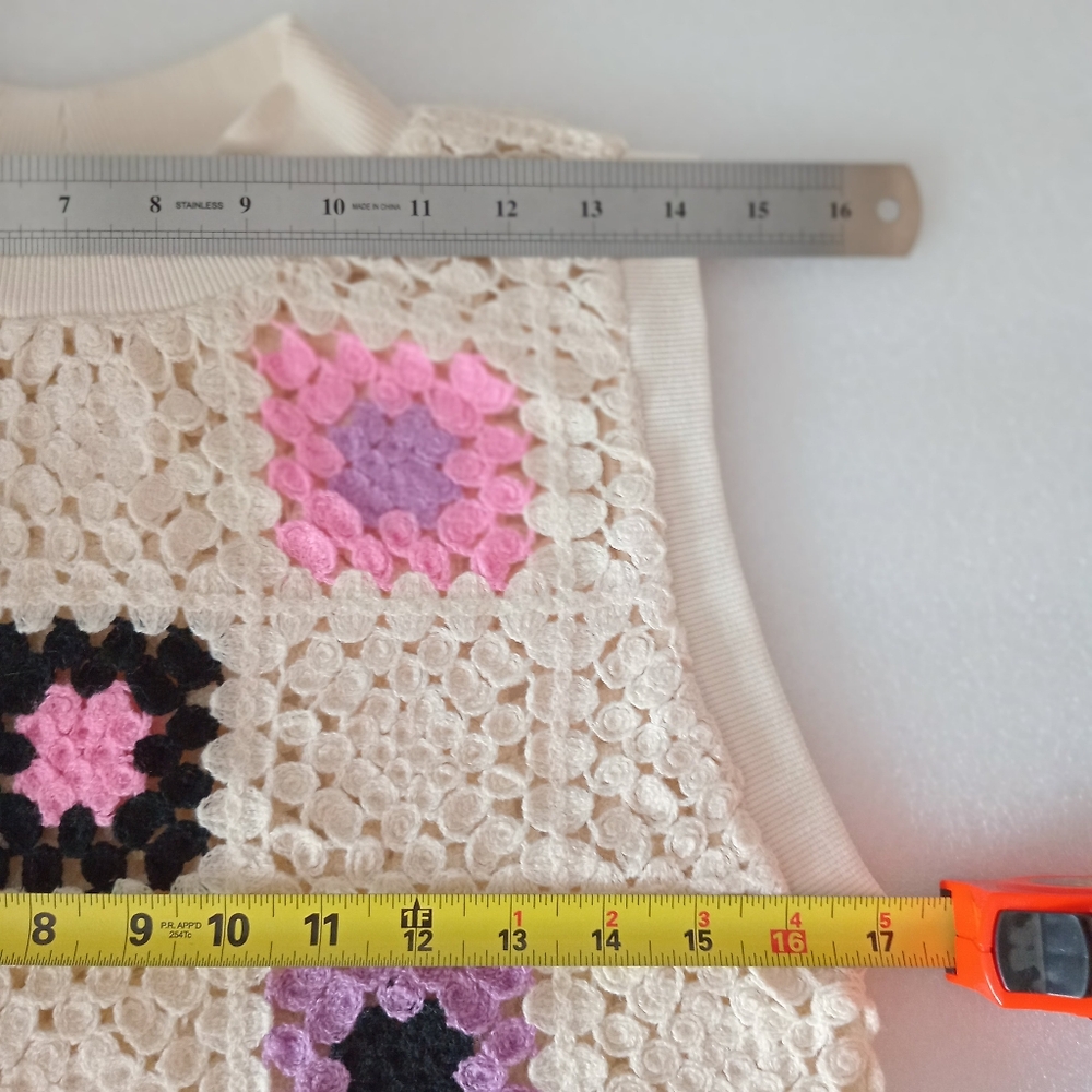 Zara Women's Crochet Top Cropped Cream Boho Hippie Festival Party Retro Size L - Picture 6 of 7